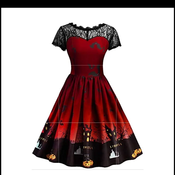 chinese dress ladies Unique Vintage Black Halloween Stripe Swing Dress main image 1
